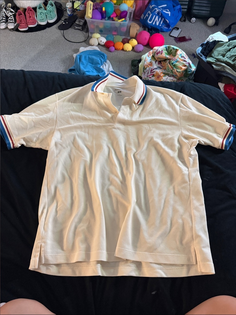 JW ANDERSON Cream Polo with Red and Blue Stripe Trim